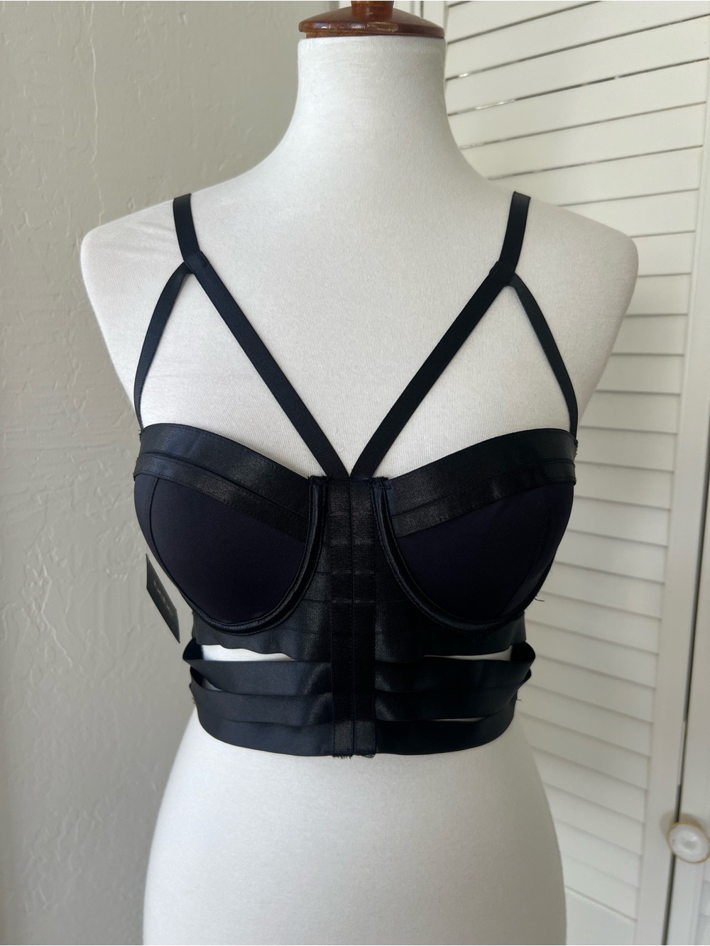 Bebe Multi Caged Long Line Bra *NWT*
